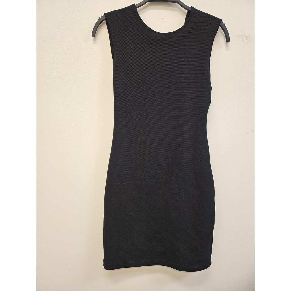 Bec & Bridge Black Ribbed Bodycon Mini Dress Open Back Cutout US 4j